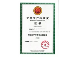 安全生產(chǎn)標(biāo)準(zhǔn)化證書(shū)